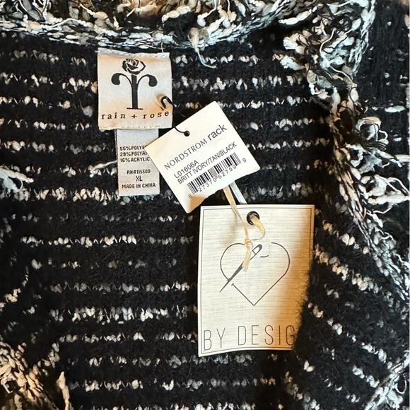 RAIN + ROSE TWEED JACKET TWO TOP EYELET CLOSURE WOMENS SIZE XL BLACK WHITE NEW - Picture 4 of 8